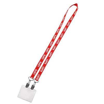½" Double Ended Polyester Lanyards W/Plastic Badge Holder
